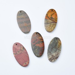 New Picasso Jasper Top-drilled Flat Oval Charm Pendants, Approx 20x40mm, Sell by Piece