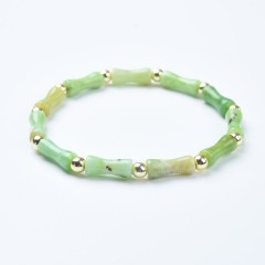 Green Opal Bamboo Joints Stretch Bracelets, Approx 5x13mm, Sell by Piece