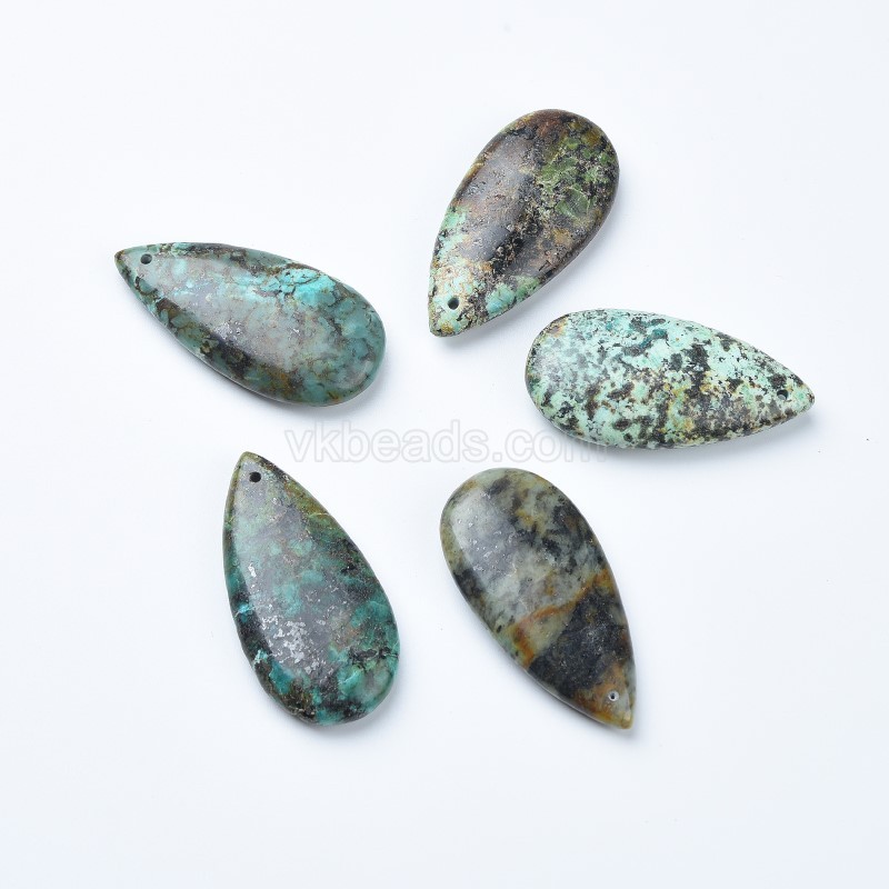 African Turquoise Top-drilled Smooth Puffy Teardrops Charm Pendants, Approx 20x40mm, Sell by Piece