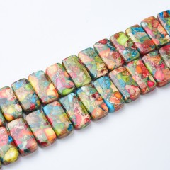 Multicolor Imperial Jasper Rectangle Strands, Approx 10x20mm, 21cm/strand