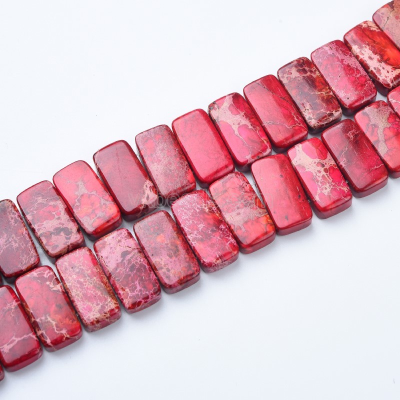 Red Imperial Jasper Rectangle Strands, Approx 10x20mm, 21cm/strand