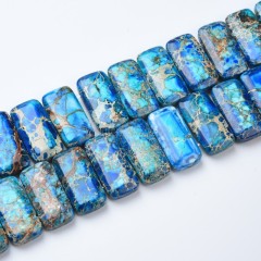 Dark Blue Imperial Jasper Rectangle Strands, Approx 10x20mm, 21cm/strand
