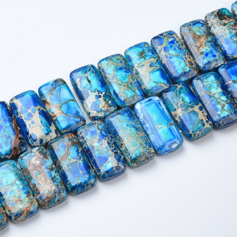 Dark Blue Imperial Jasper Rectangle Strands, Approx 10x20mm, 21cm/strand