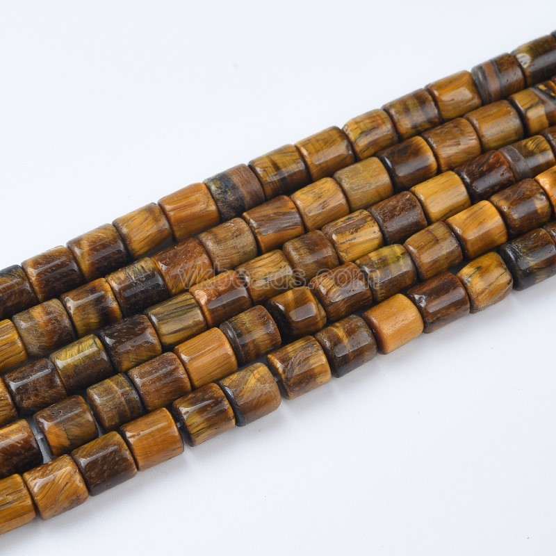 Yellow Tiger Eye Smooth Column Strands, Approx 6x8mm, 38cm/strand