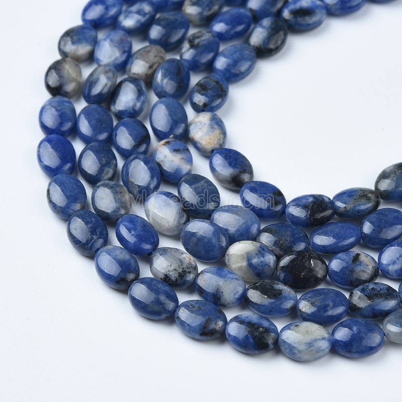 Sodalite Smooth Puffy Oval Beads Strands, Approx 6x8mm, 38cm/strand