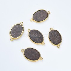 Phlogopite Gold Plated Base Metal Flat Oval Connectors, Approx 14x18mm, Sell by Piece