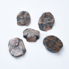 Chiastolite Irregular Slices, Approx 24-28x27-38mm, Sell by Piece