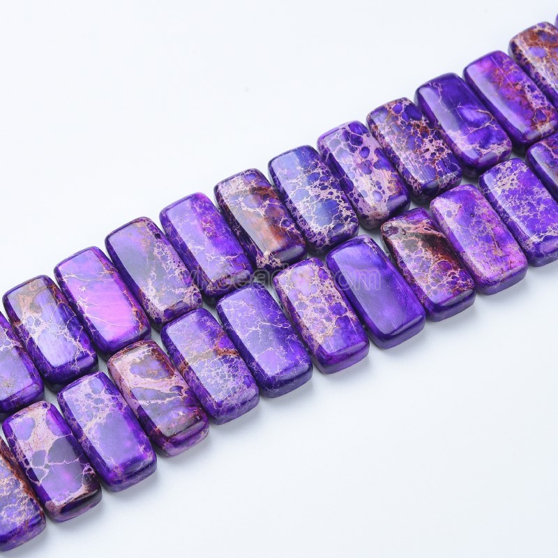 Purple Imperial Jasper Rectangle Strands, Approx 10x20mm, 21cm/strand