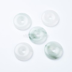 Tianshan Emerald Green Jade/Quartzite Jade Donut Charm Pendants, Approx 30mm, Sell by Piece
