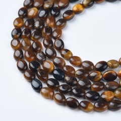 Yellow Tiger Eye Smooth Puffy Oval Beads Strands, Approx 6x8mm, 38cm/strand