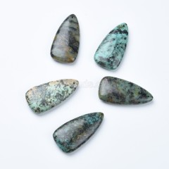 African Turquoise Top-drilled Smooth Puffy Triangle Charm Pendants, Approx 20x40mm, Sell by Piece