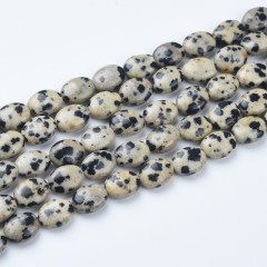Dalmatian Jasper Smooth  Puffy Oval Beads Strands, Approx 6x8mm, 38cm/strand