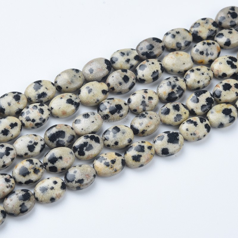Dalmatian Jasper Smooth  Puffy Oval Beads Strands, Approx 6x8mm, 38cm/strand