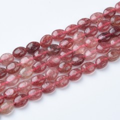 Red Strawberry Quartz Smooth Puffy Oval Beads Strands, Approx 6x8mm, 38cm/strand