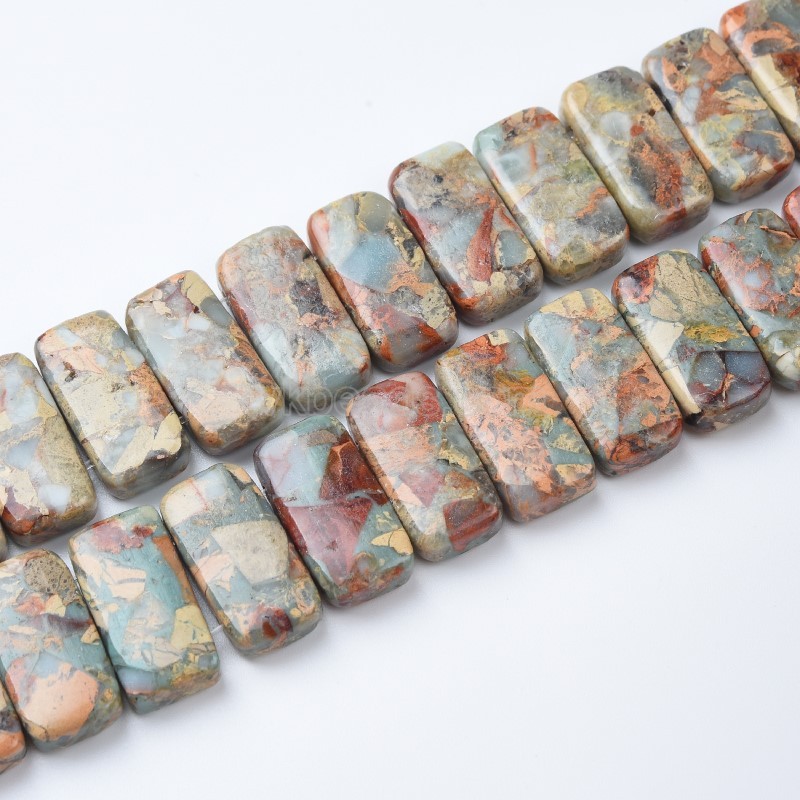 Aka Snake Skin Jasper/Aqua Terra Jasper Rectangle Strands, Approx 10x20mm, 21cm/strand