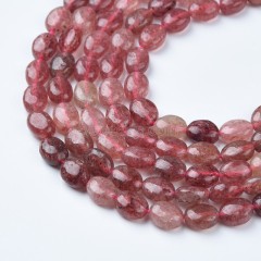 Red Strawberry Quartz Smooth Puffy Oval Beads Strands, Approx 6x8mm, 38cm/strand