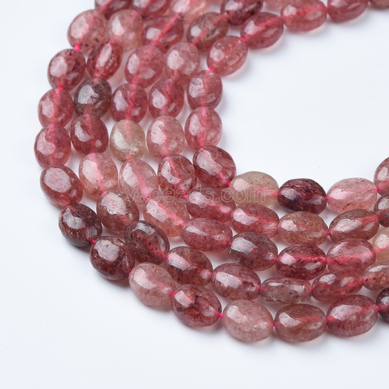 Red Strawberry Quartz Smooth Puffy Oval Beads Strands, Approx 6x8mm, 38cm/strand