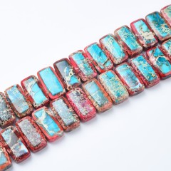Blue Red Imperial Jasper Rectangle Strands, Approx 10x20mm, 21cm/strand