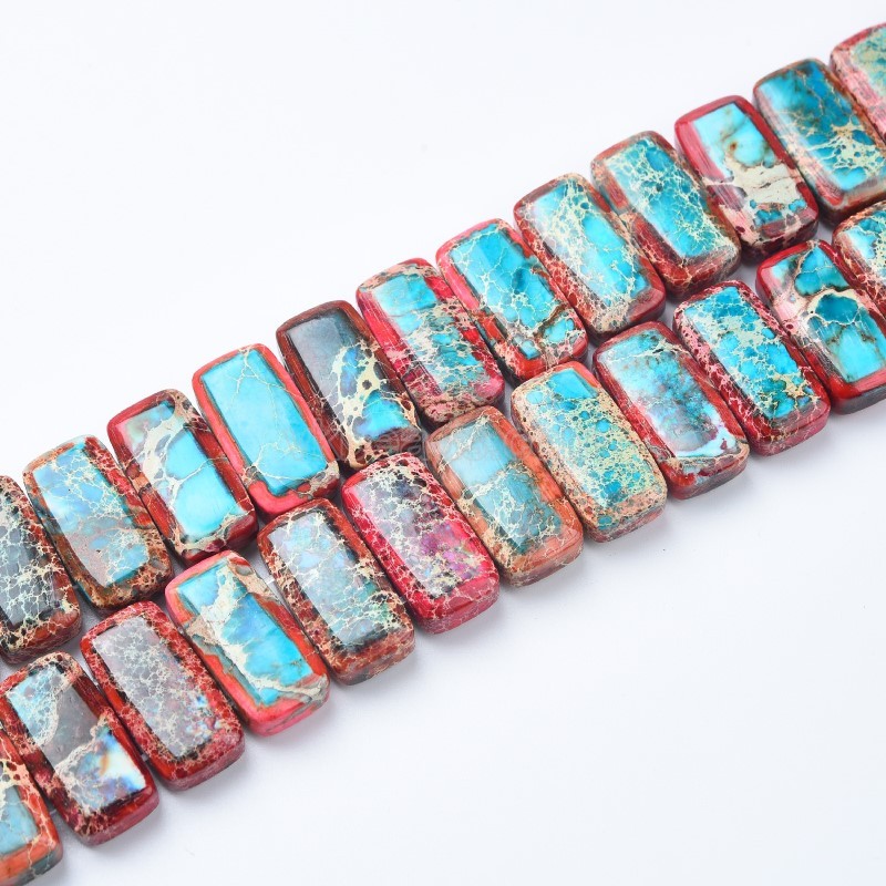 Blue Red Imperial Jasper Rectangle Strands, Approx 10x20mm, 21cm/strand