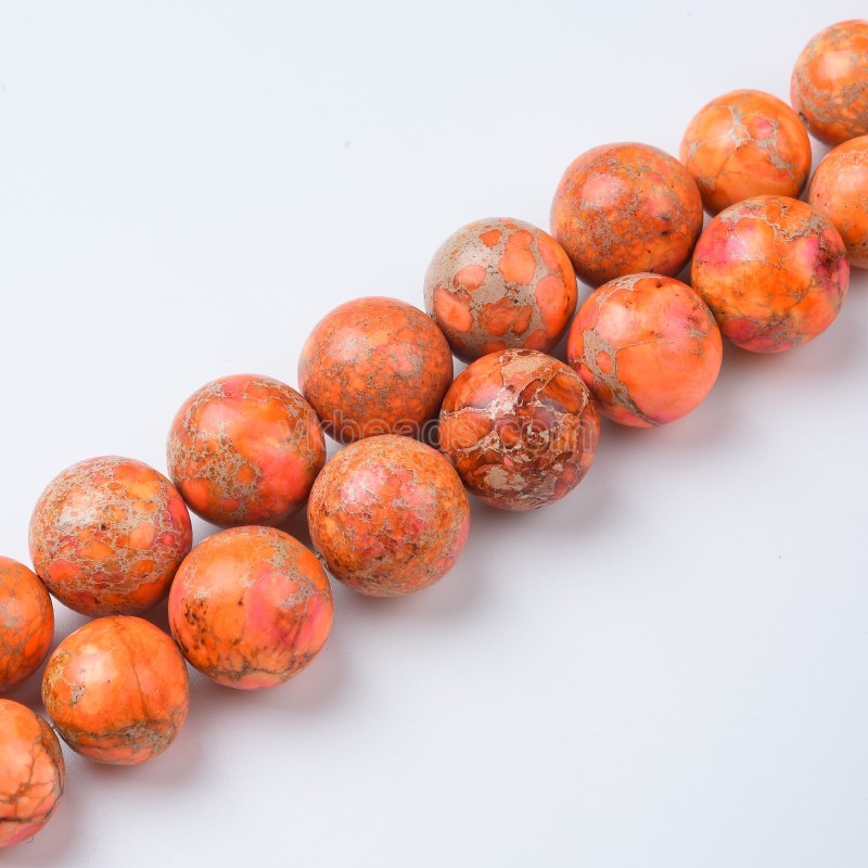Orange Imperial Jasper Graduated Smooth Round Beads Strands, Approx 10-18mm, 38cm/strand