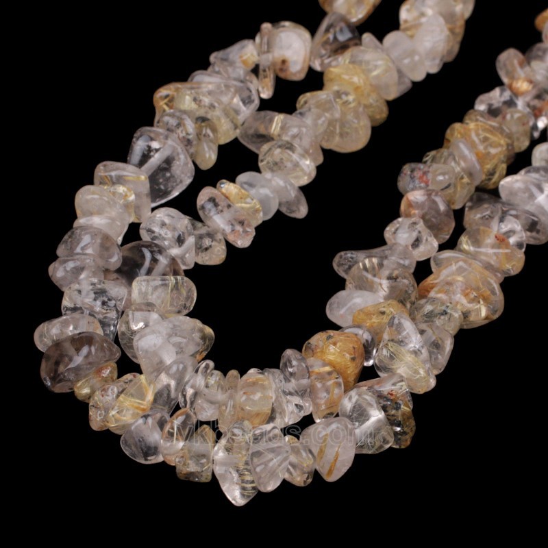 Golden Rutilated Quartz Chips Strands, Approx 5x8mm, 80cm/strand