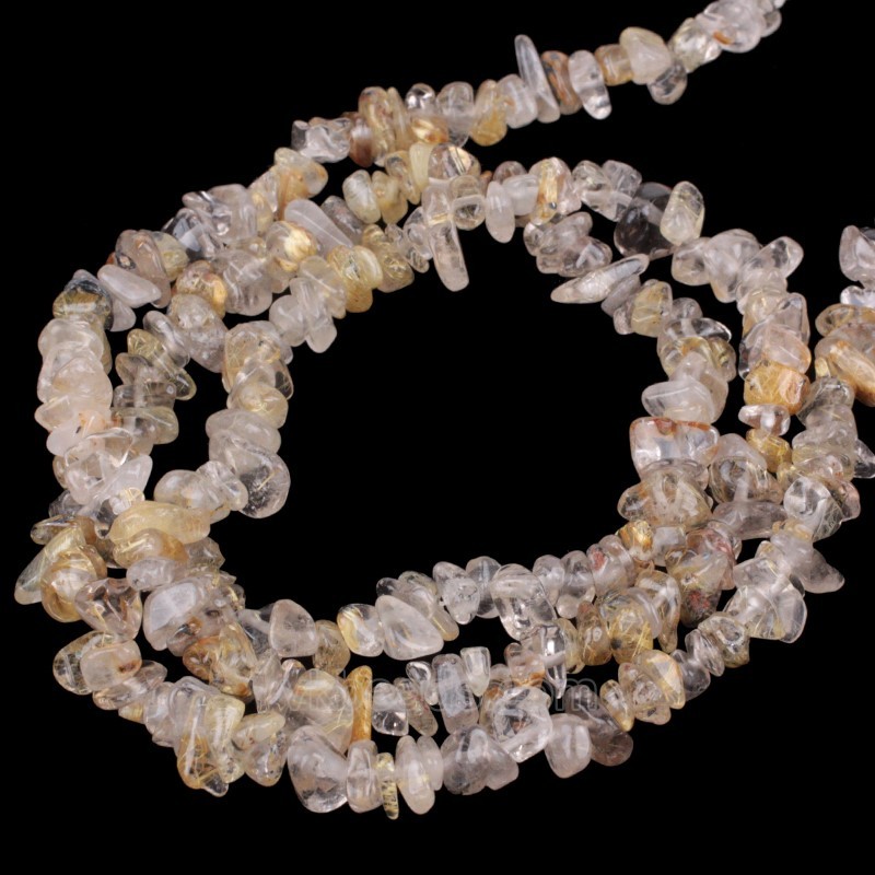 Golden Rutilated Quartz Chips Strands, Approx 5x8mm, 80cm/strand
