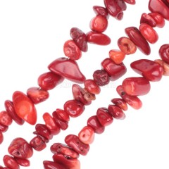 Red Coral Chips Strands, Approx 5x8mm, 80cm/strand