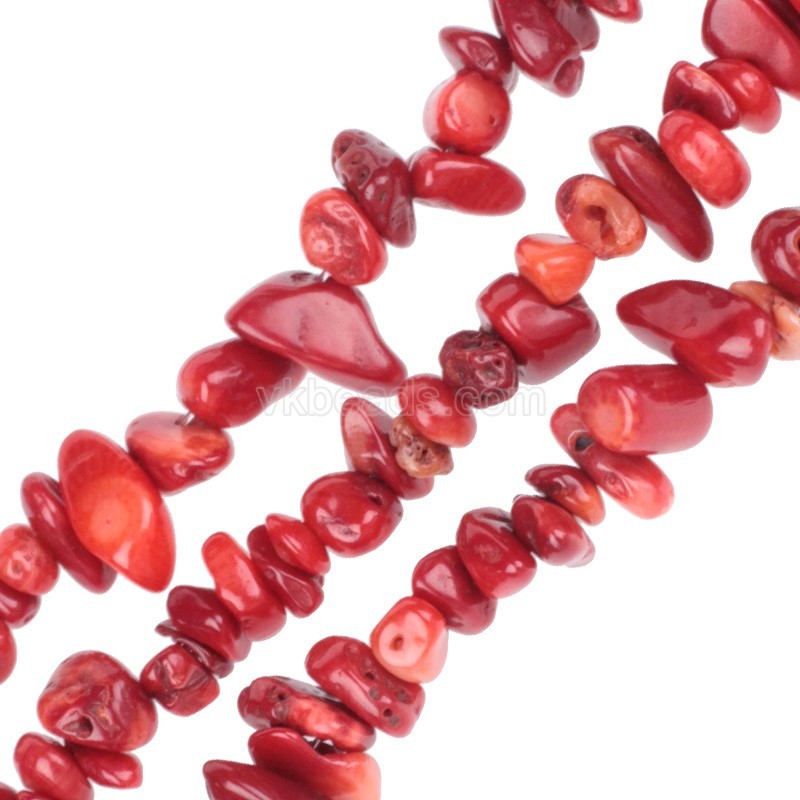 Red Coral Chips Strands, Approx 5x8mm, 80cm/strand