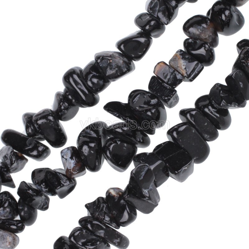 Black Agate Chips Strands, Approx 5x8mm, 80cm/strand