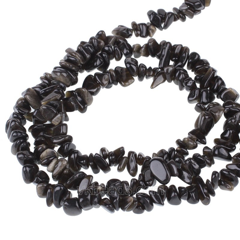 Golden Obsidian Chips Strands, Approx 5x8mm, 80cm/strand