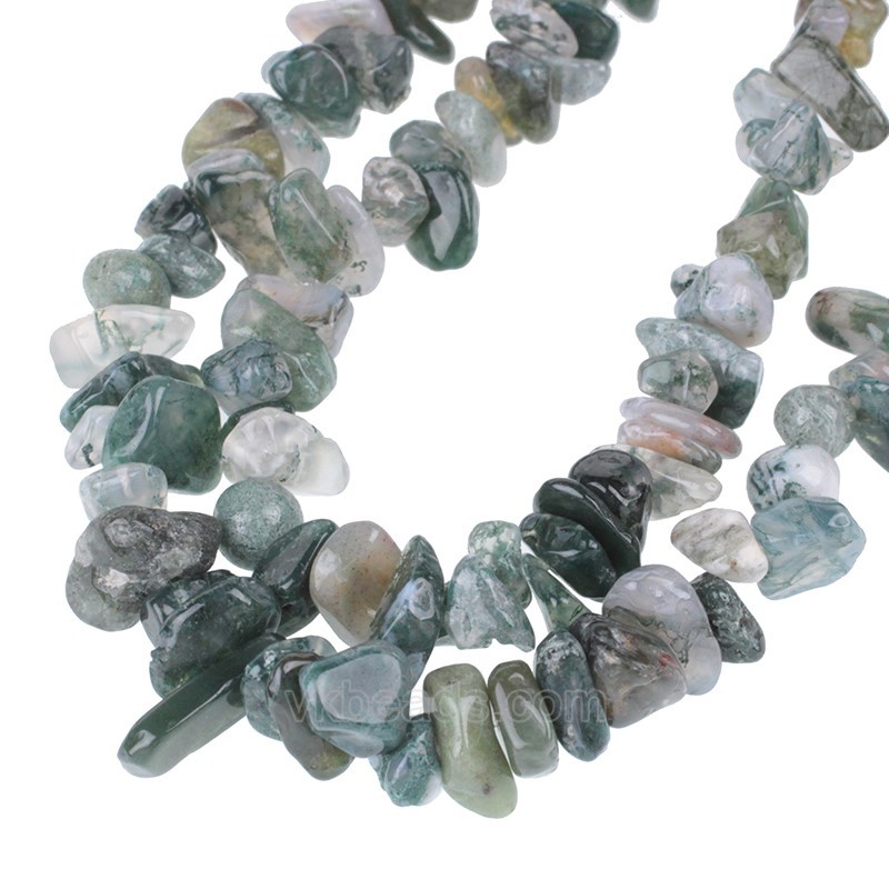 Moss Agate Chips Strands, Approx 5x8mm, 80cm/strand