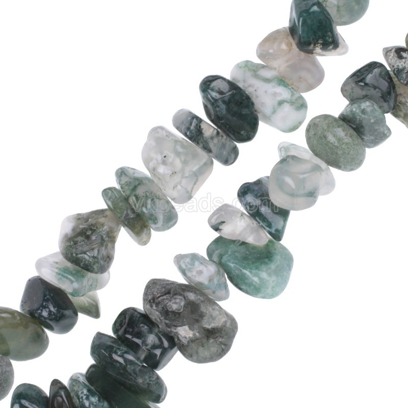 Moss Agate Chips Strands, Approx 5x8mm, 80cm/strand