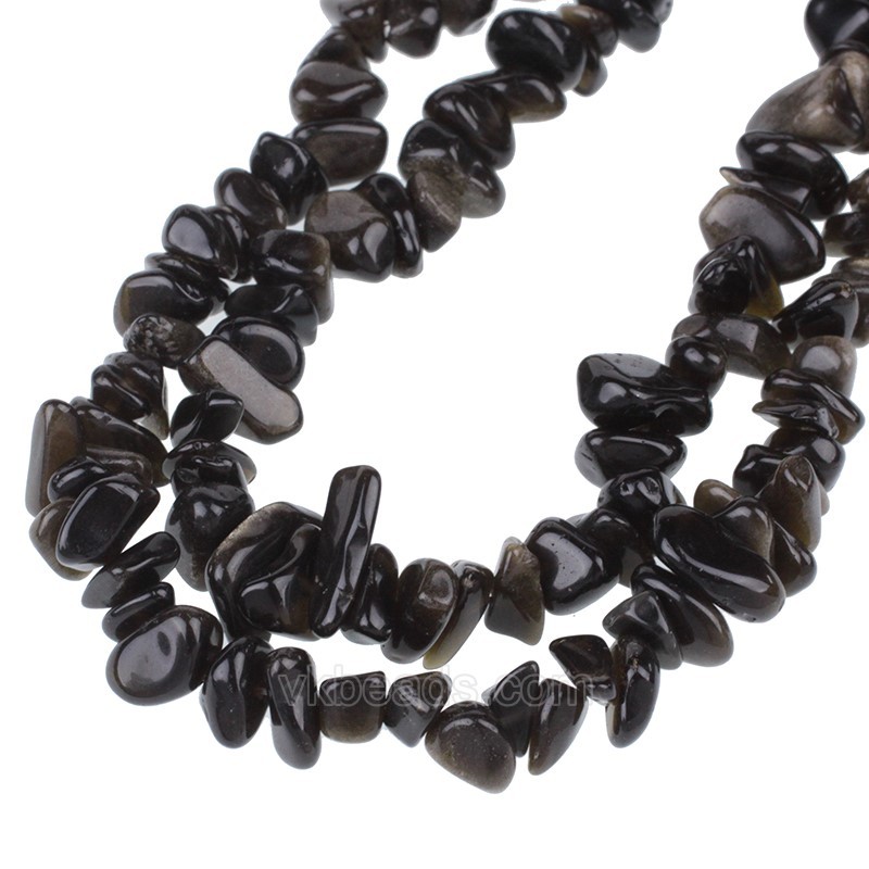 Golden Obsidian Chips Strands, Approx 5x8mm, 80cm/strand