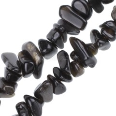 Golden Obsidian Chips Strands, Approx 5x8mm, 80cm/strand