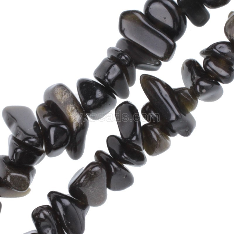 Golden Obsidian Chips Strands, Approx 5x8mm, 80cm/strand