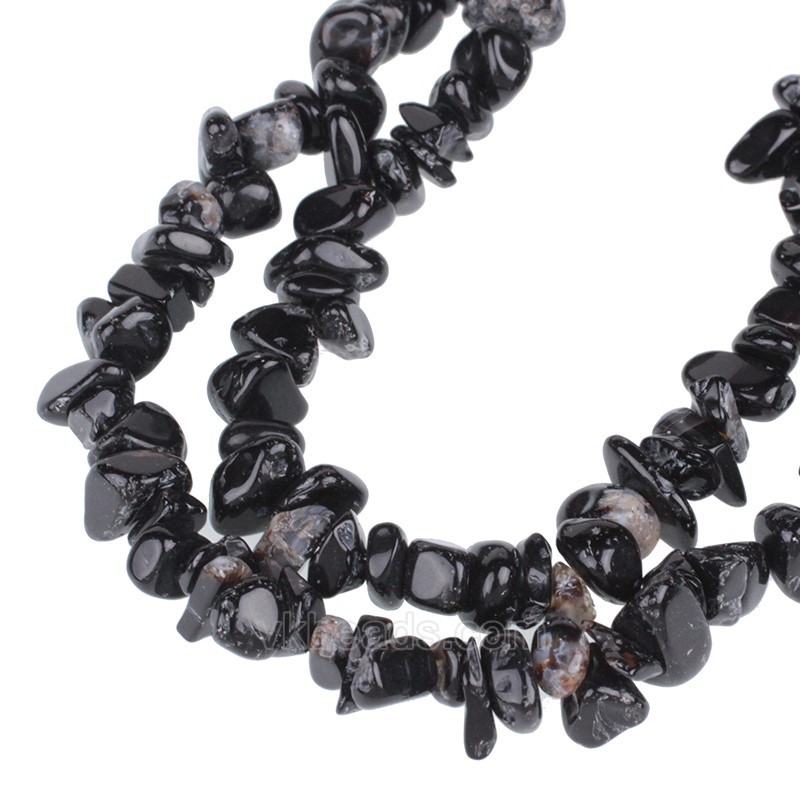 Black Agate Chips Strands, Approx 5x8mm, 80cm/strand