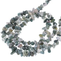 Moss Agate Chips Strands, Approx 5x8mm, 80cm/strand