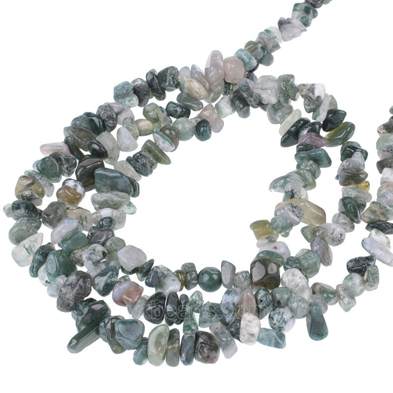 Moss Agate Chips Strands, Approx 5x8mm, 80cm/strand