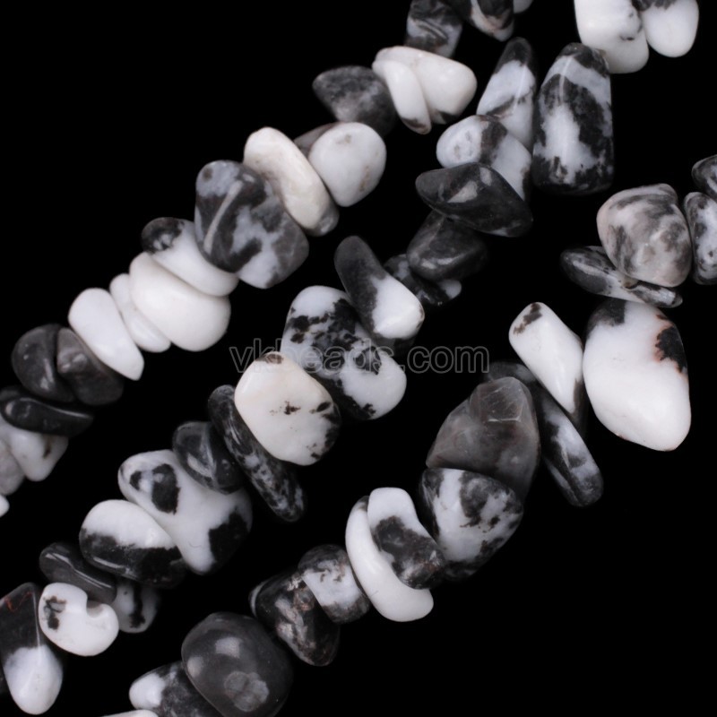 Black White Zebra Jasper Chips Strands, Approx 5x8mm, 80cm/strand