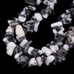 Black White Zebra Jasper Chips Strands, Approx 5x8mm, 80cm/strand