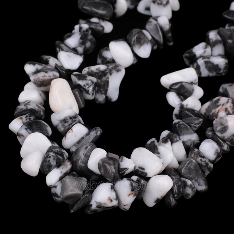 Black White Zebra Jasper Chips Strands, Approx 5x8mm, 80cm/strand