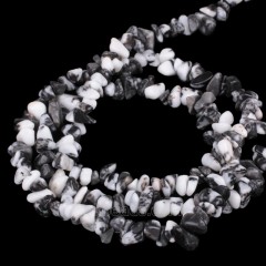 Black White Zebra Jasper Chips Strands, Approx 5x8mm, 80cm/strand