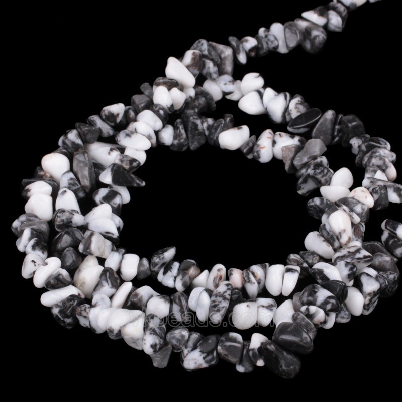 Black White Zebra Jasper Chips Strands, Approx 5x8mm, 80cm/strand