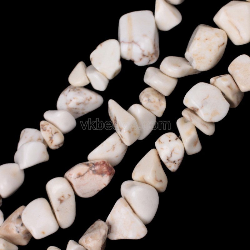 White Magnesite Chips Strands, Approx 5x8mm, 80cm/strand