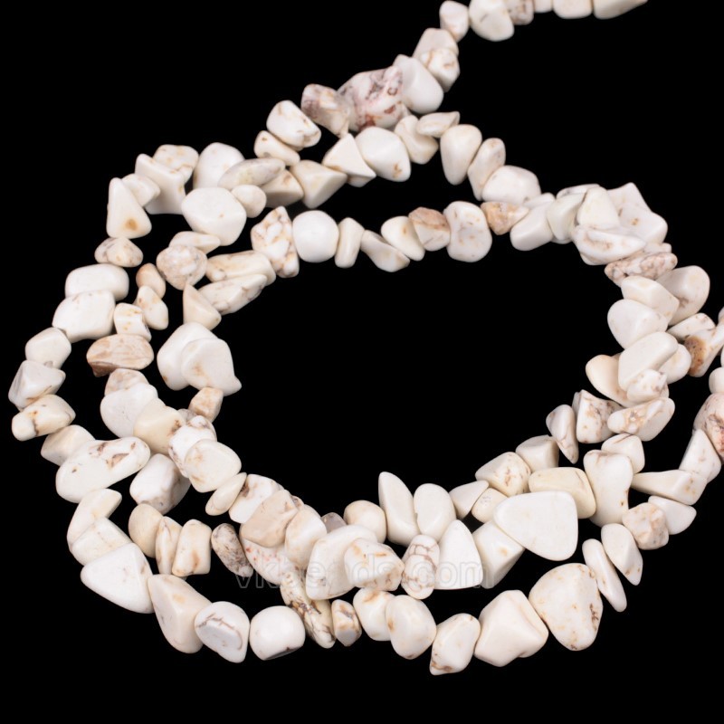 White Magnesite Chips Strands, Approx 5x8mm, 80cm/strand