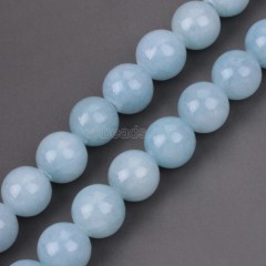Dyed Glacier Lake Blue Yellow Jade Smooth Round Beads Strands, Approx 4-12mm, 38cm/strand