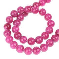 Dyed Fuchsia Yellow Jade Smooth Round Beads Strands, Approx 4-12mm, 38cm/strand