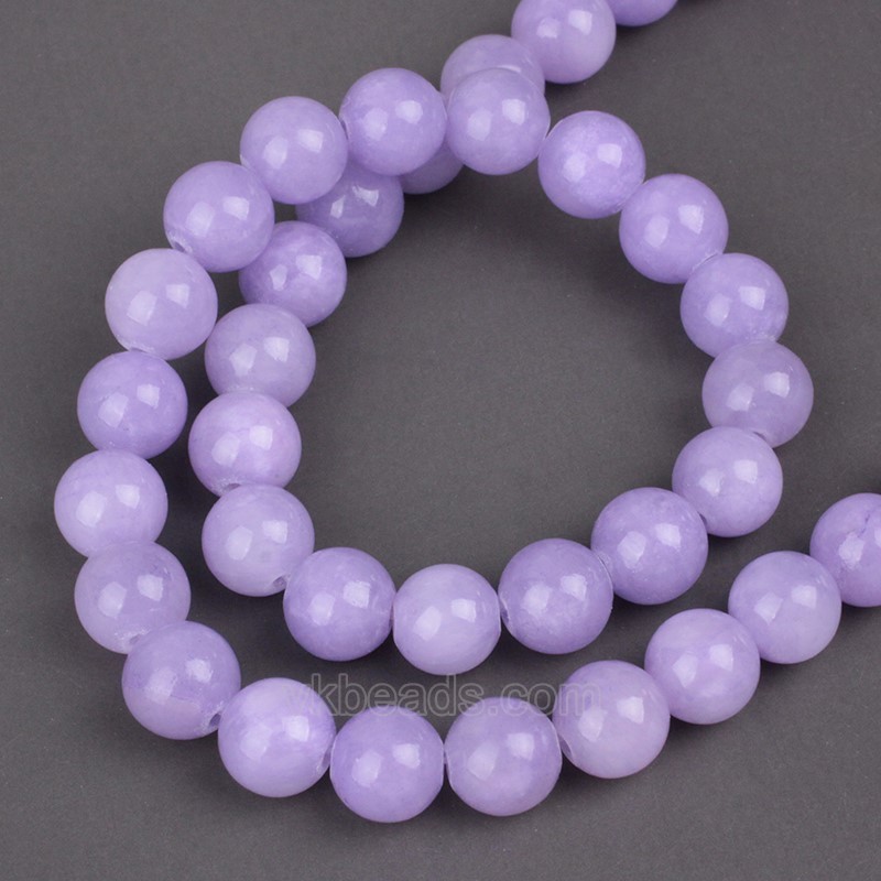 Dyed Pale Purple Yellow Jade Smooth Round Beads Strands, Approx 4-12mm, 38cm/strand