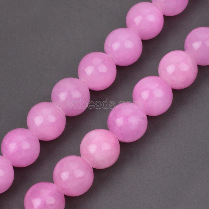 Dyed Magenta Yellow Jade Smooth Round Beads Strands, Approx 4-12mm, 38cm/strand