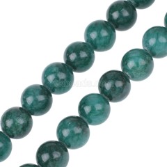 Dyed Dark Green Yellow Jade Smooth Round Beads Strands, Approx 4-12mm, 38cm/strand